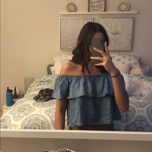 NWT off shoulder denim crop top